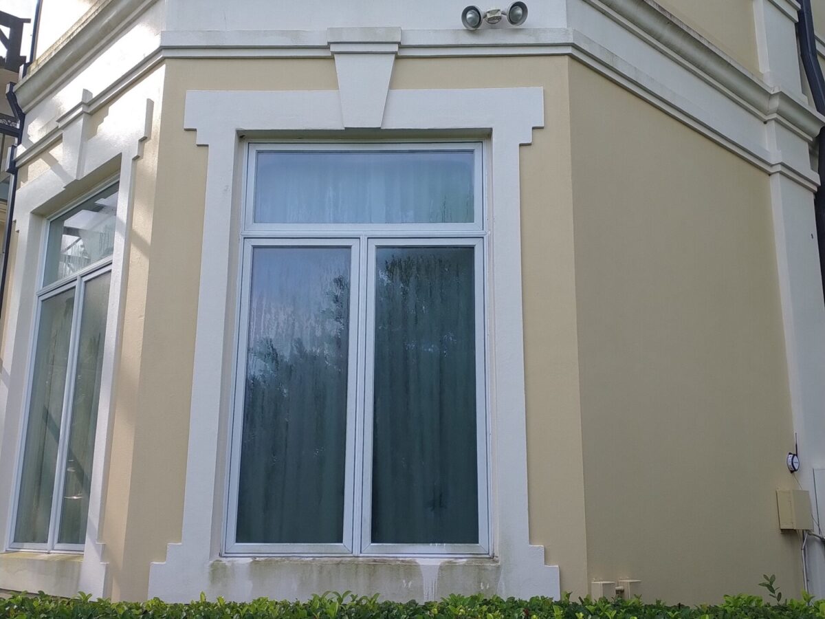 Detailed commercial property after Exterior Building Cleaning in Mount Dora, FL with refreshed walls and architectural features